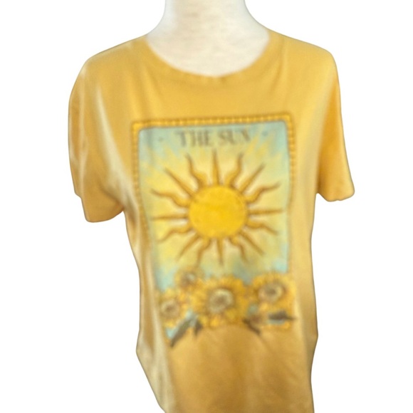The Sun Tarot Card Witchy Yellow Sunflower Graphic Cotton‎ Blend Tee Sz XL - Picture 2 of 5